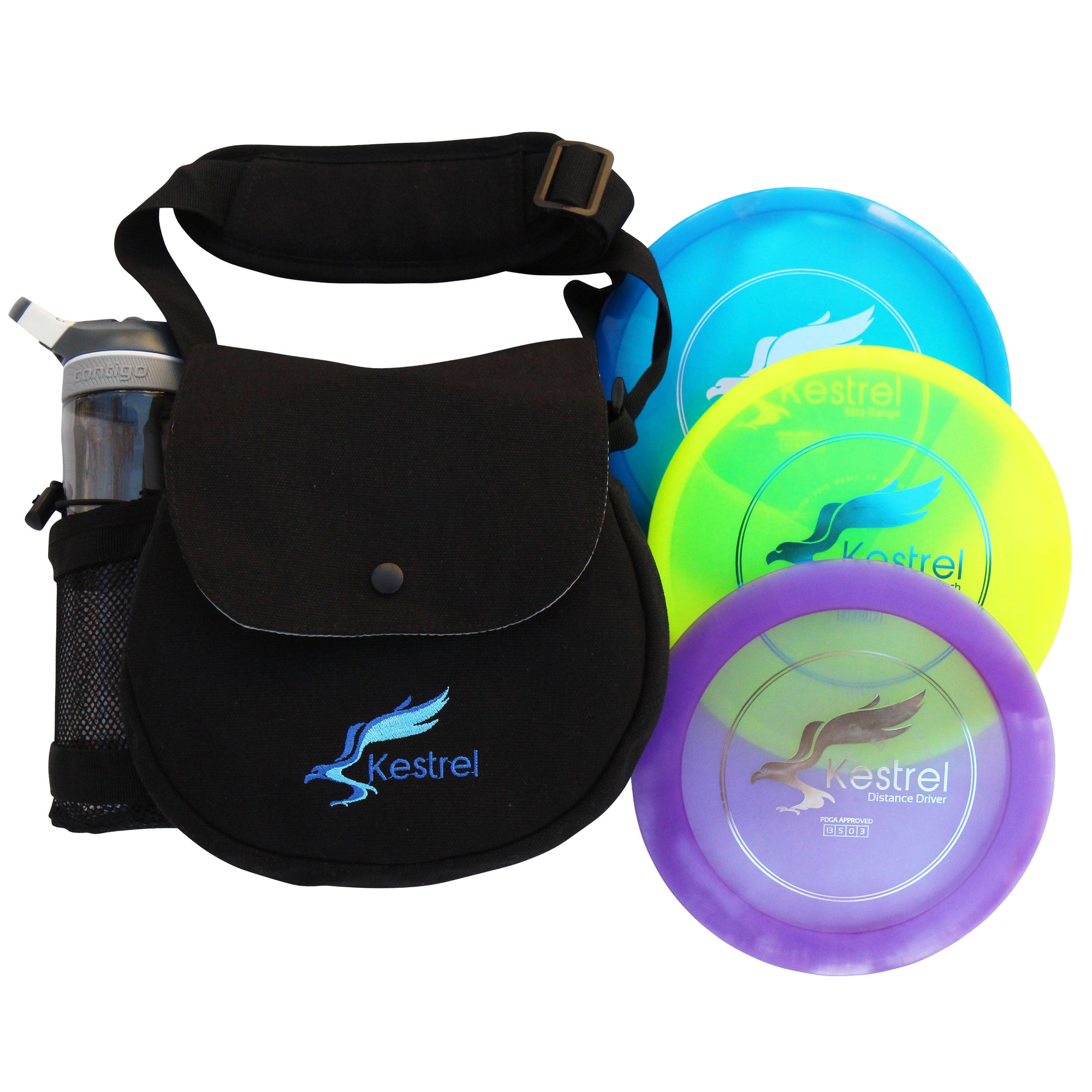 Kestrel Disc Golf Pro Set | 3 Disc Pro Pack Bundle + Bag | Disc Golf Set | Includes Distance Driver, Mid-Range and Putter | Small Disc Golf Bag