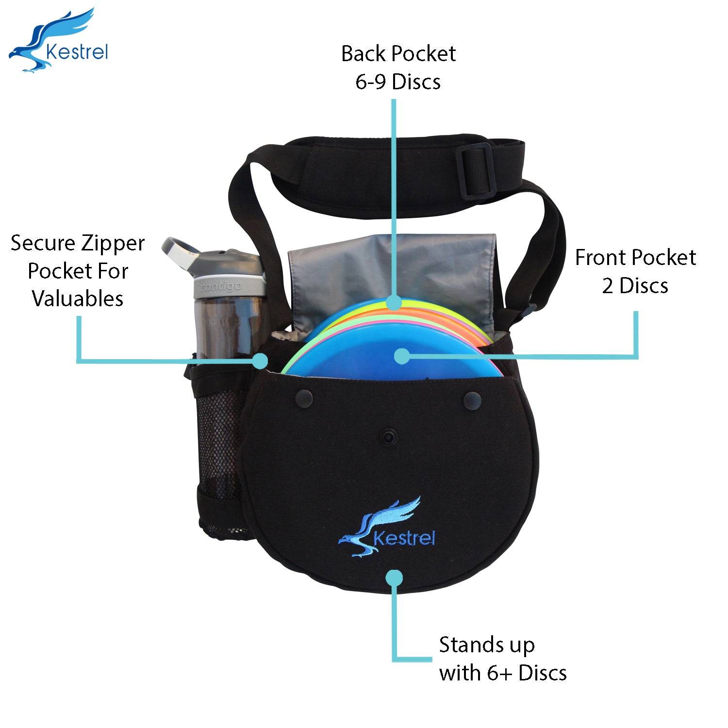 Kestrel Disc Golf Pro Set | 3 Disc Pro Pack Bundle + Bag | Disc Golf Set | Includes Distance Driver, Mid-Range and Putter | Small Disc Golf Bag