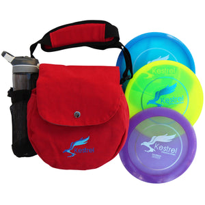 Kestrel Disc Golf Pro Set | 3 Disc Pro Pack Bundle + Bag | Disc Golf Set | Includes Distance Driver, Mid-Range and Putter | Small Disc Golf Bag