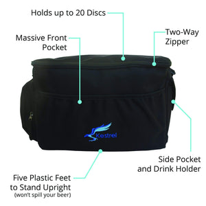 Kestrel Outdoors Black Kestrel Disc Golf Bag | Made from Heavy Duty Canvas | Fits up to 18 Discs & Other Equipment